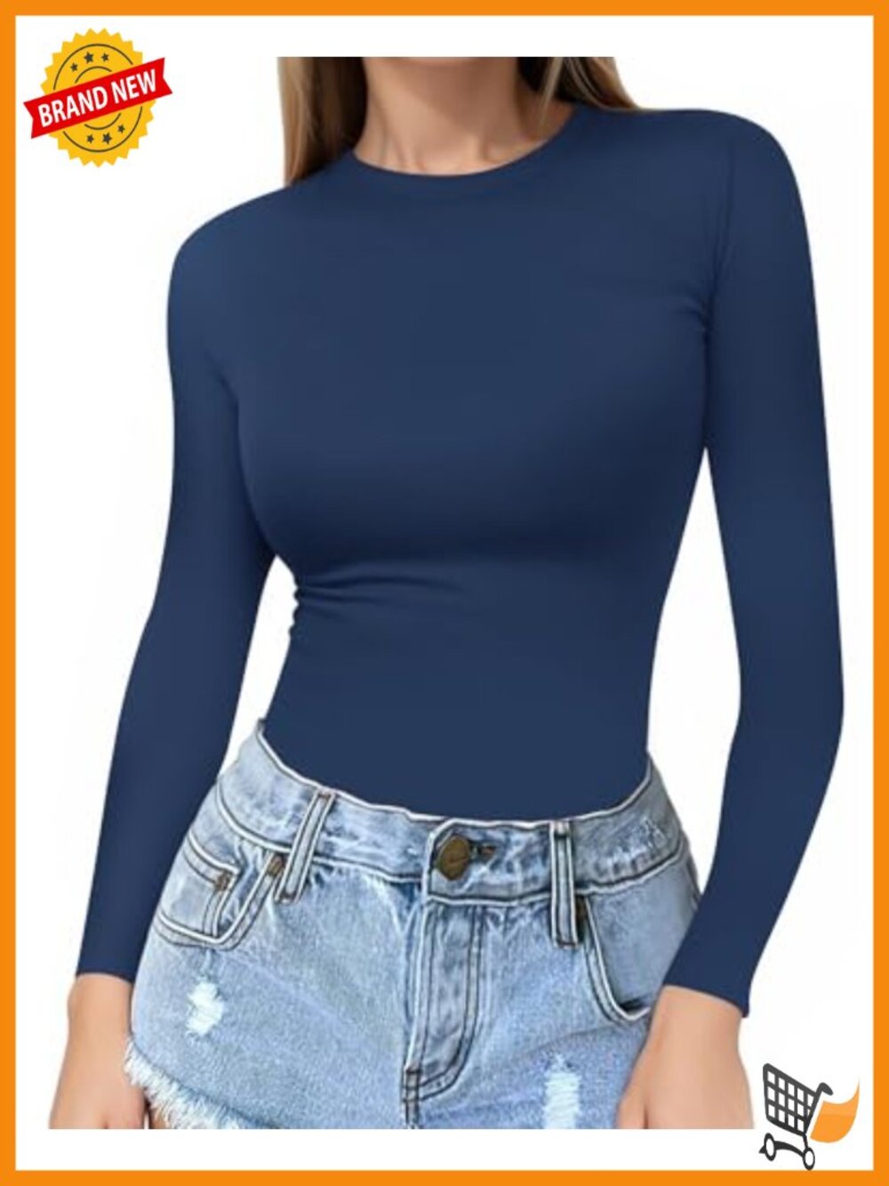 Fitted Long Sleeve Crew Neck Seamless Tee Women's Basic T-Shirt